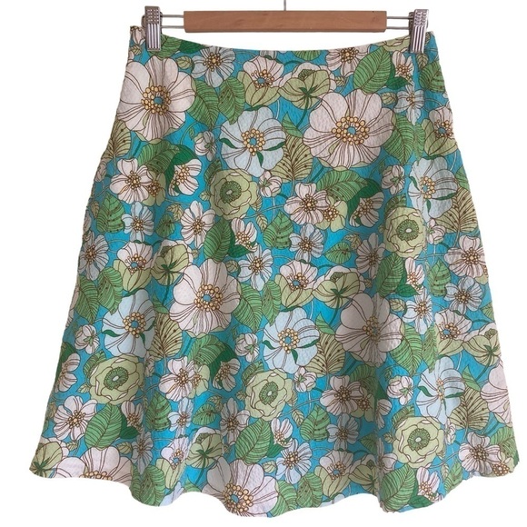 GAP Vintage Y2K Fairycore Knee Length A-line Skirt Seersucker Floral Print Sz 2 - Picture 3 of 11